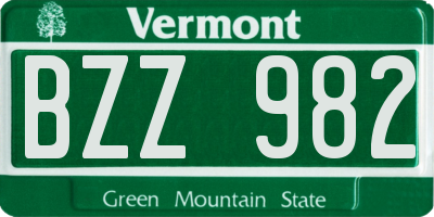 VT license plate BZZ982