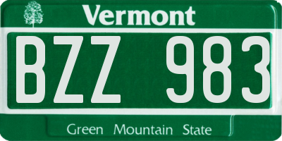 VT license plate BZZ983