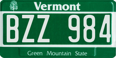 VT license plate BZZ984