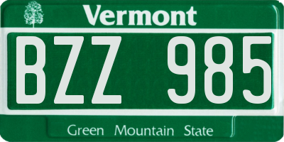 VT license plate BZZ985