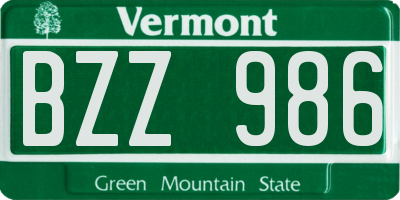 VT license plate BZZ986