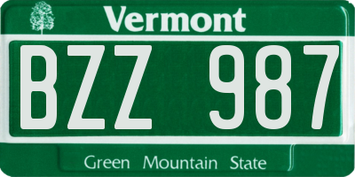 VT license plate BZZ987