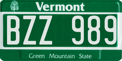 VT license plate BZZ989