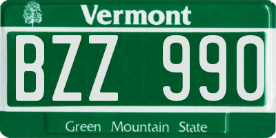 VT license plate BZZ990