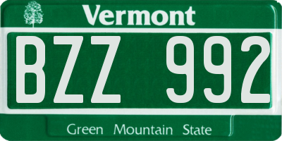 VT license plate BZZ992