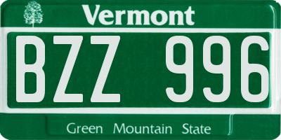 VT license plate BZZ996