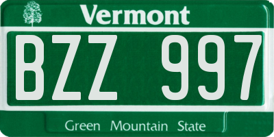 VT license plate BZZ997
