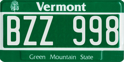 VT license plate BZZ998