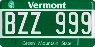 VT license plate BZZ999