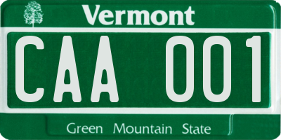 VT license plate CAA001