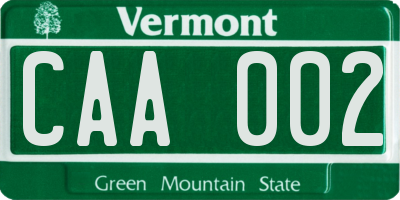 VT license plate CAA002