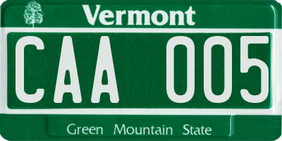 VT license plate CAA005