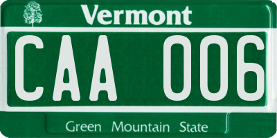 VT license plate CAA006
