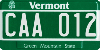 VT license plate CAA012