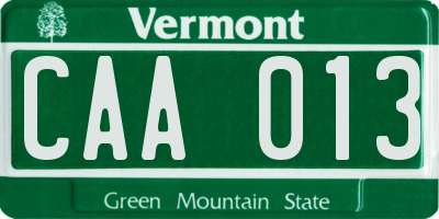 VT license plate CAA013