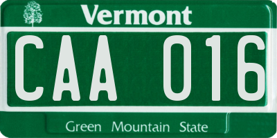 VT license plate CAA016