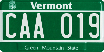 VT license plate CAA019
