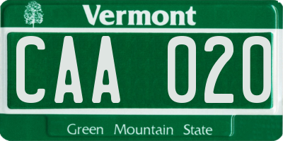 VT license plate CAA020