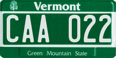 VT license plate CAA022