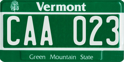 VT license plate CAA023