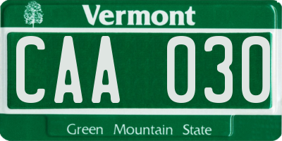 VT license plate CAA030