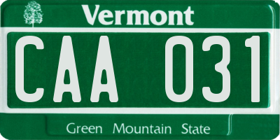 VT license plate CAA031