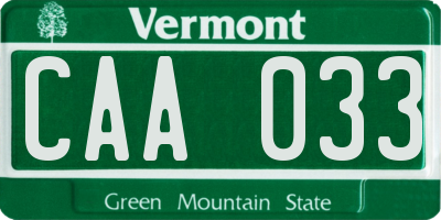 VT license plate CAA033