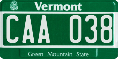 VT license plate CAA038