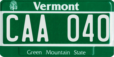 VT license plate CAA040