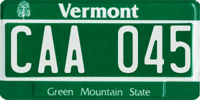 VT license plate CAA045