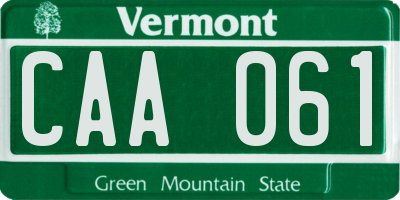 VT license plate CAA061