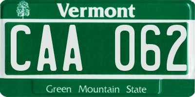 VT license plate CAA062