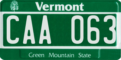 VT license plate CAA063