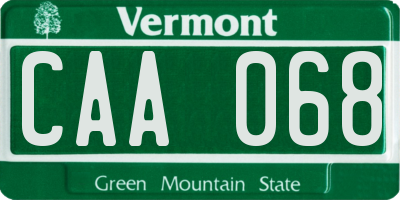 VT license plate CAA068
