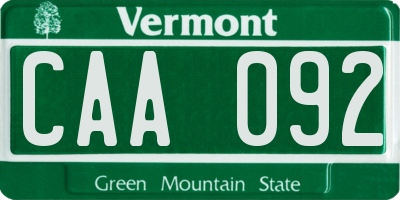 VT license plate CAA092
