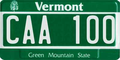 VT license plate CAA100