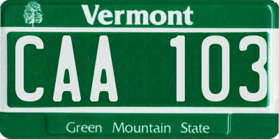 VT license plate CAA103