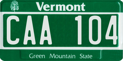 VT license plate CAA104