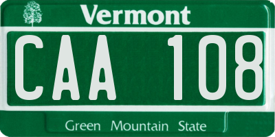 VT license plate CAA108