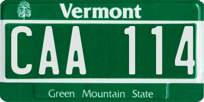 VT license plate CAA114