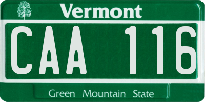 VT license plate CAA116