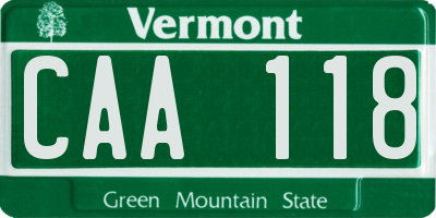 VT license plate CAA118