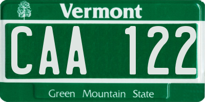VT license plate CAA122