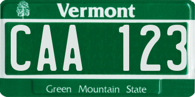 VT license plate CAA123