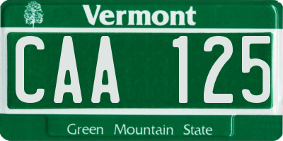 VT license plate CAA125