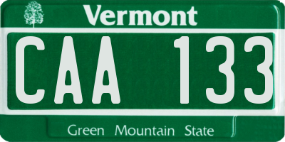 VT license plate CAA133