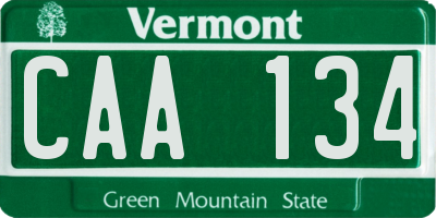 VT license plate CAA134