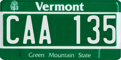 VT license plate CAA135