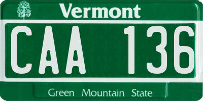 VT license plate CAA136
