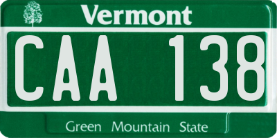 VT license plate CAA138